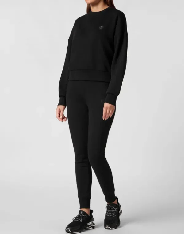 New Cropped Sweatshirt LS Glitter Damen Sportbekleidung