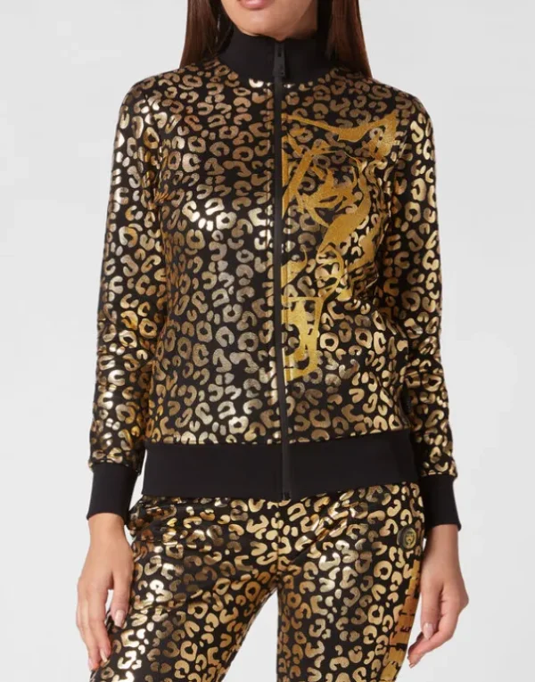 Sale Jogging Tracksuit: Top/Trousers Leopard Damen Sportbekleidung