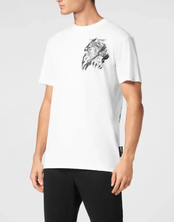 Clearance Plein Sport Cotton T-shirt Round Neck SS Tiger Herren T-shirt