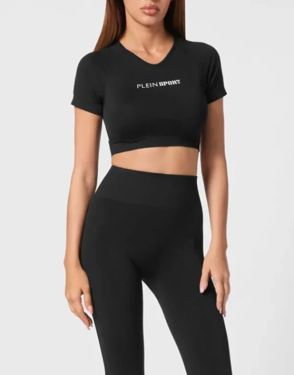 New Seamless Cropped T-shirt V-Neck SS Logo Damen T-shirts & Poloshirts