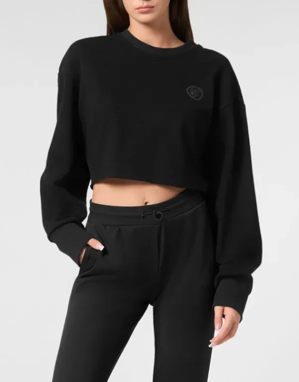 Best Sponge Cropped Sweatshirt Round Neck LS Damen Sportbekleidung